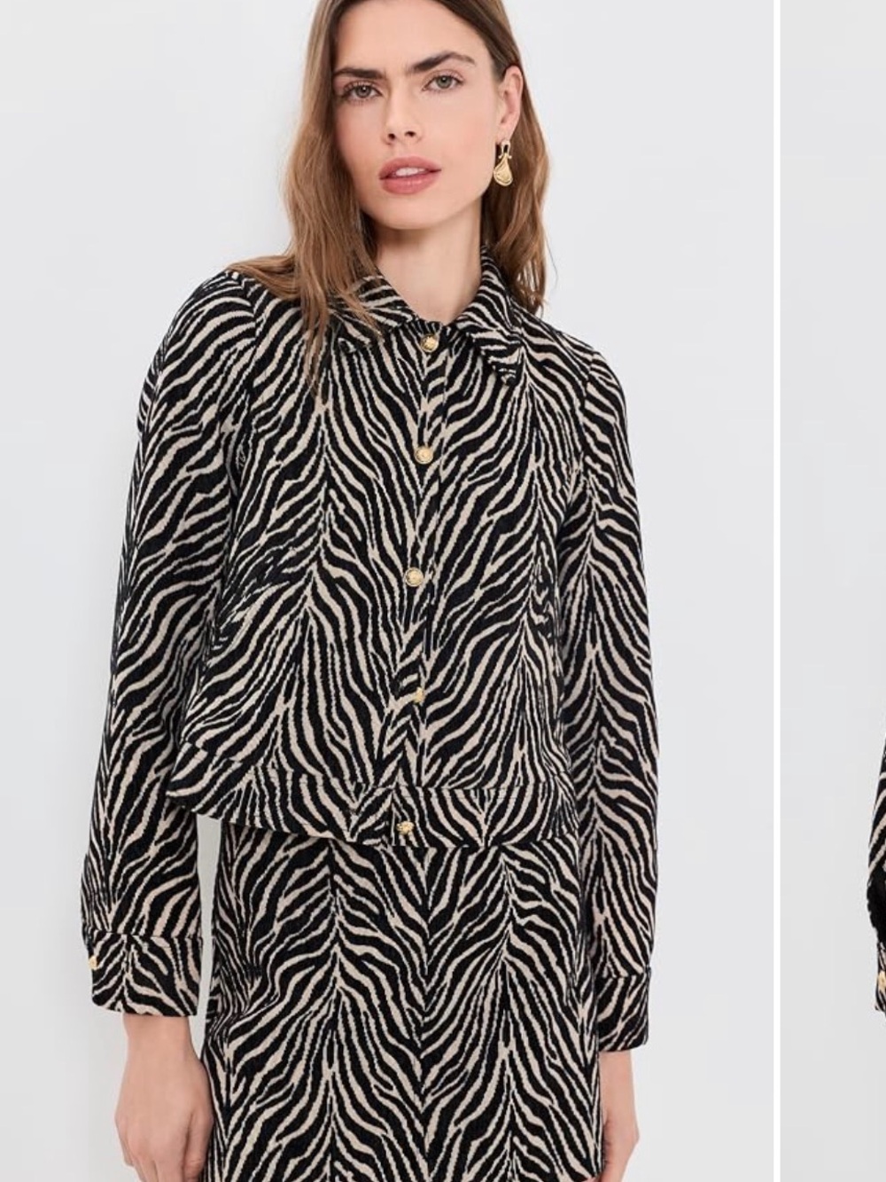 Saylor Klaire Jacket Skirt Zebra Jacquard Set Small